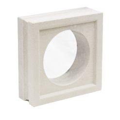Gạch bông gió trắng VCB-017 thiết kế ô thoáng hình tròn lấy sáng và thông gió cho công trình hiện đại.