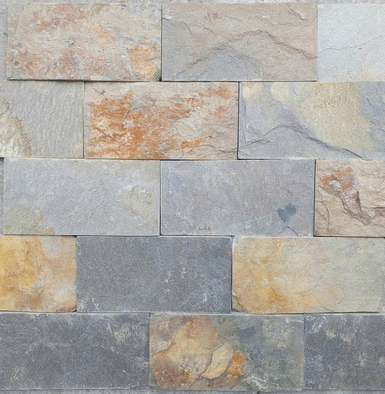 Đá chẻ vàng Đà Nẵng 1 Đá chẻ vàng Đà Nẵng 10x20cm ốp tường trang trí