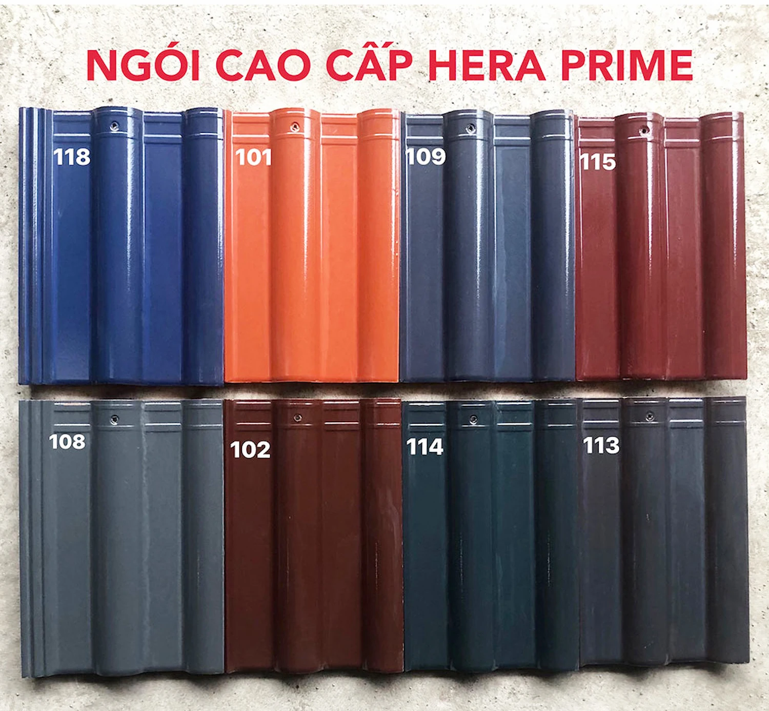 Ngói tráng men Prime Wave S208 10 Bảng màu ngói sứ tráng men cao cấp Hera Prime