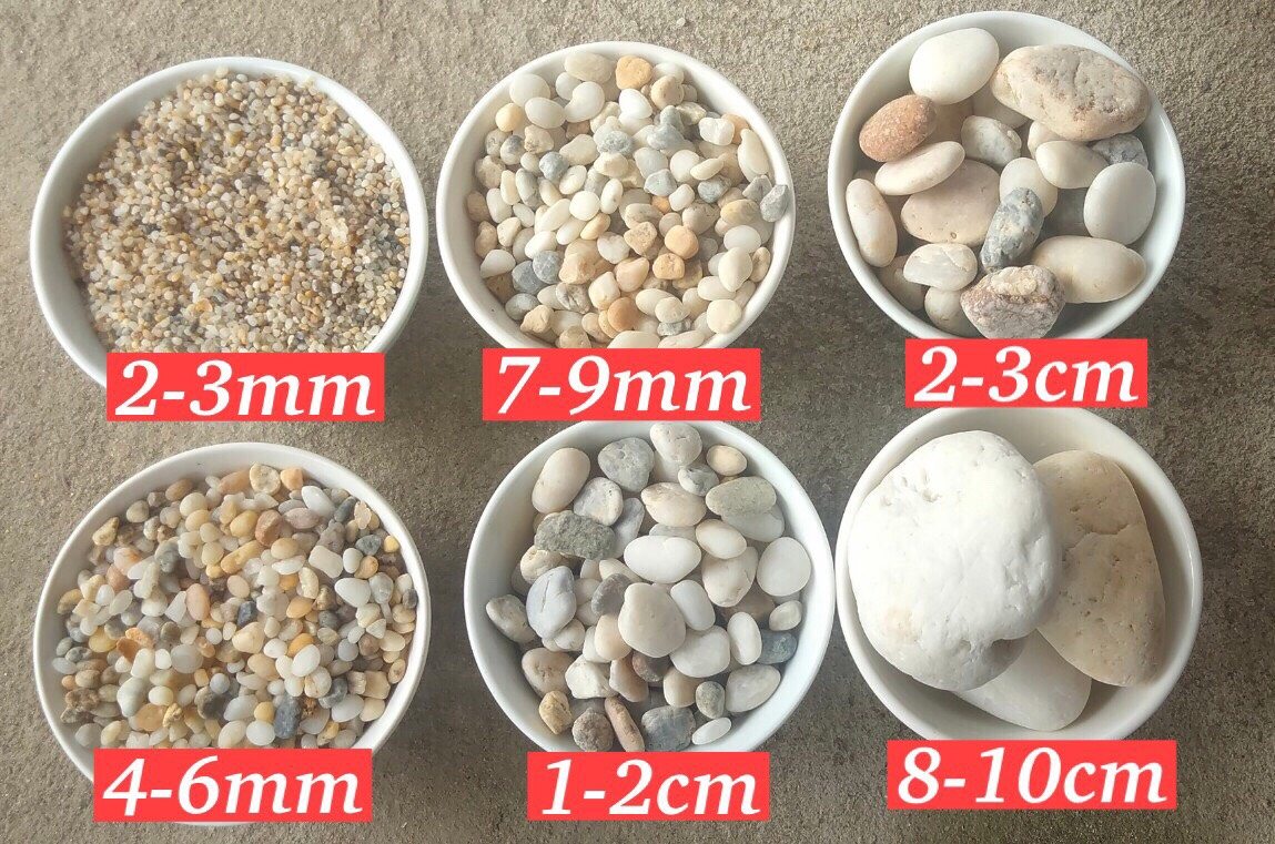 Sỏi biển đa màu có nhiều kích thước khác nhau