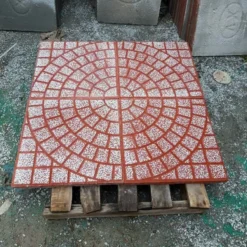 Gạch terrazzo rẻ quạt màu đỏ 40x40cm lát vỉa hè