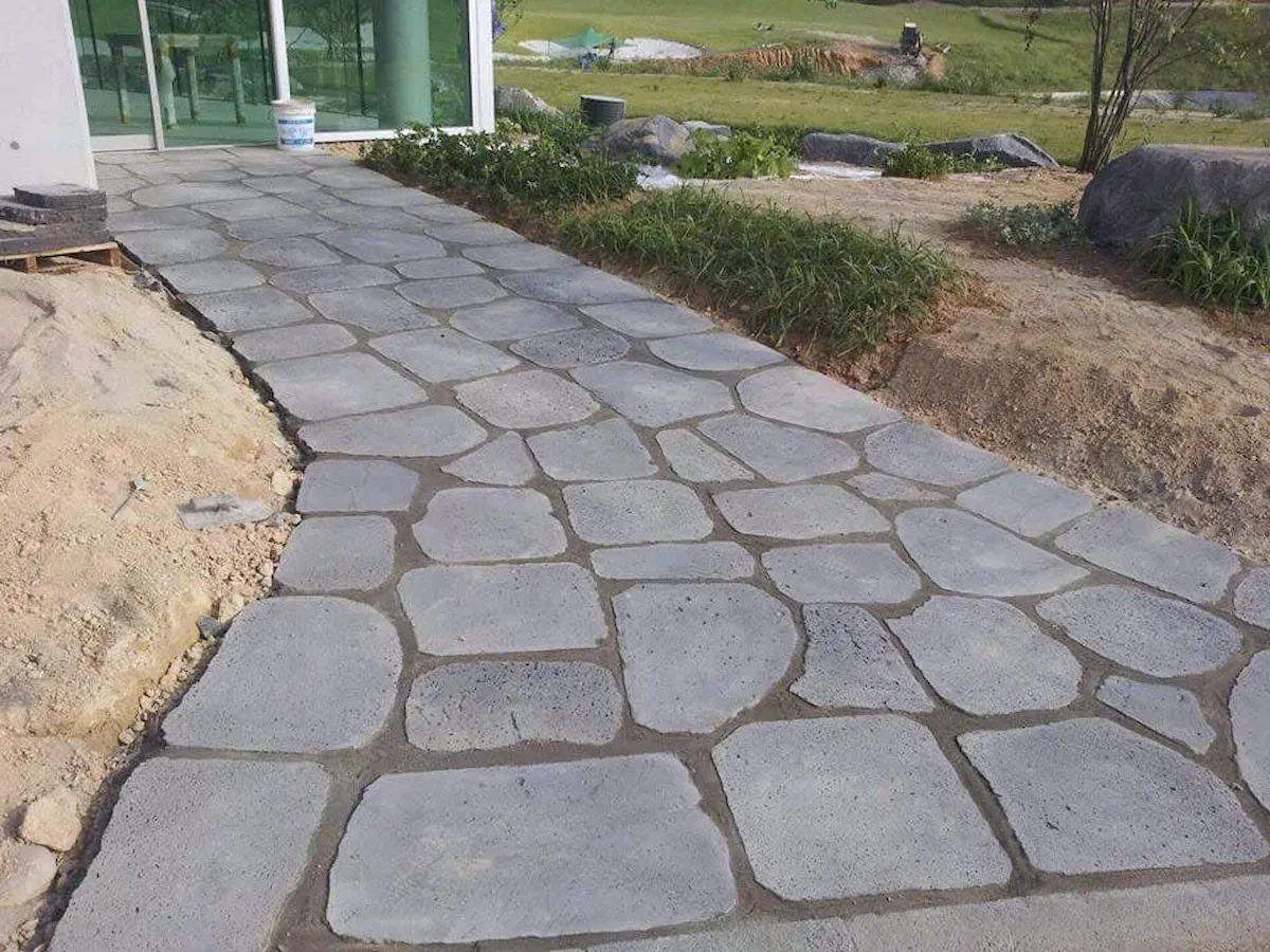 Đá thớt tổ ong - Đá bước dạo 17 Đá thớt tổ ong xám lát lối đi sân vườn biệt thự tự nhiên chống trượt